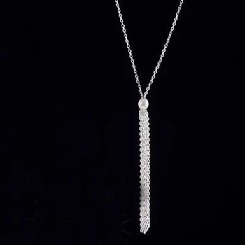 

Drop Shipping 925 Sterling Silver Chain Necklaces Tassel Pendants&Necklaces Jewelry Collar Colar de Plata