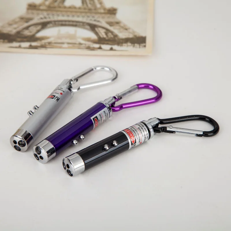 

200pcs/lot3 in 1 Multi Color LED Mini Flashlight Torch with Carabiner Key Chain Red Laser Pointer Flashlight Mini Money Detector