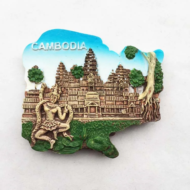Cambodia Angkor Wat three-dimensional scenery tourist souvenirs magnetic stickers refrigerator | Дом и сад