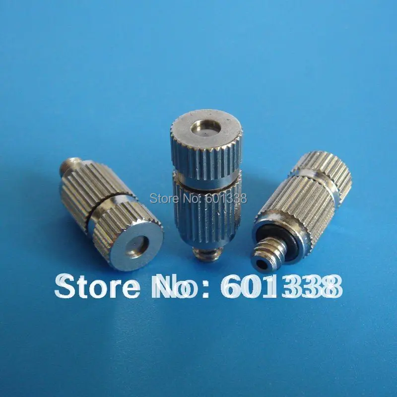 Low pressure misting nozzle, fine mist, brass plated nickel, anti drip