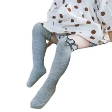 Детские носки модные длинные детские носки с оборками для девочек, детские гольфы хлопковые гетры с бантом на ноги, один размер, длина около 23 см