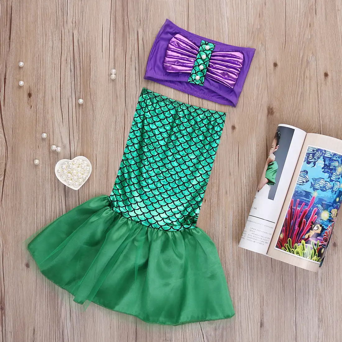 The Little Princess Ariel Dress Cosplay Costume Kids Girl Child Mermaid ...