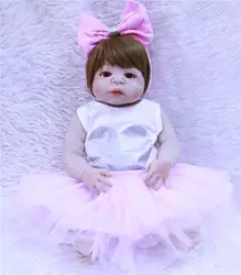 Bebe Reborn 55 см мягкие силиконовые возрождается кукла девочка Игрушечные лошадки 22-дюймовый Реалистичного младенцев Boneca полный винил моды