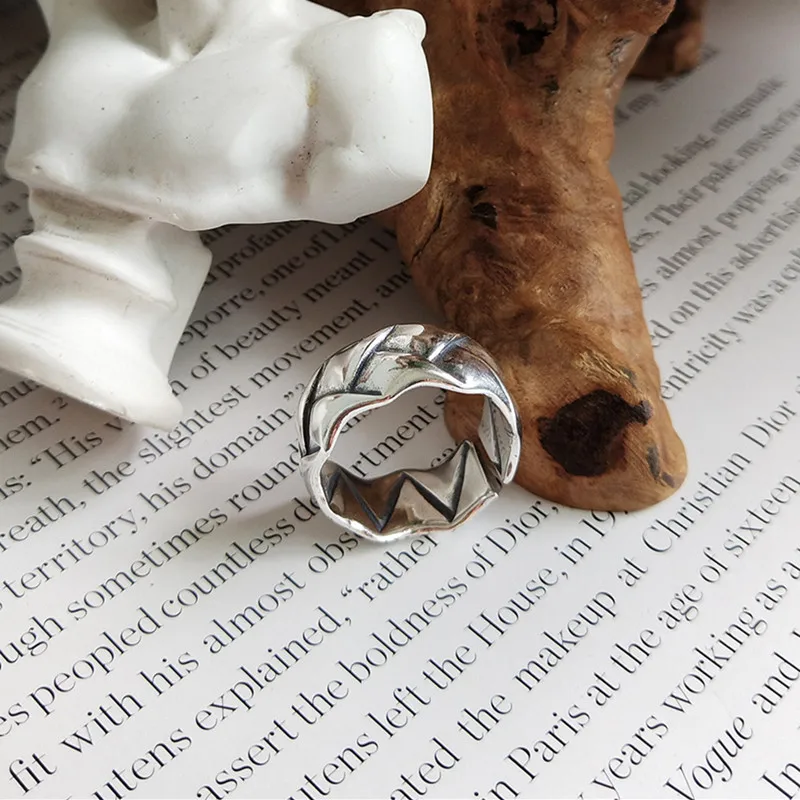 CosFecit Silver 925 Ring Women Big Trendy Opening Ring Female Silver 925 Jewelry Korean Design Silver Rings Vintage Woman Party  (4)