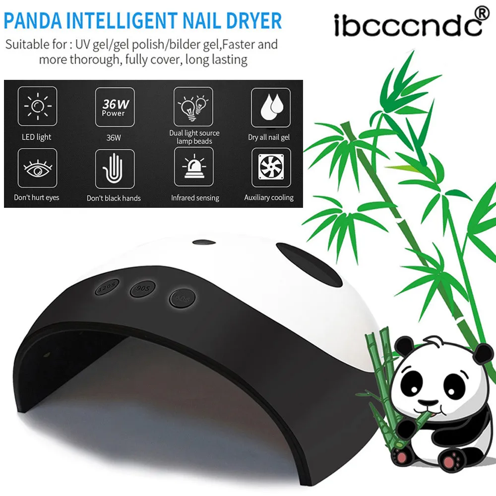 

IBCCCNDC Manicure lamp USB Panda 36W 3 timer settings LED UV Nail Gel Curing Lamp Dryer Machine Cure UV Gel lampa do paznokci