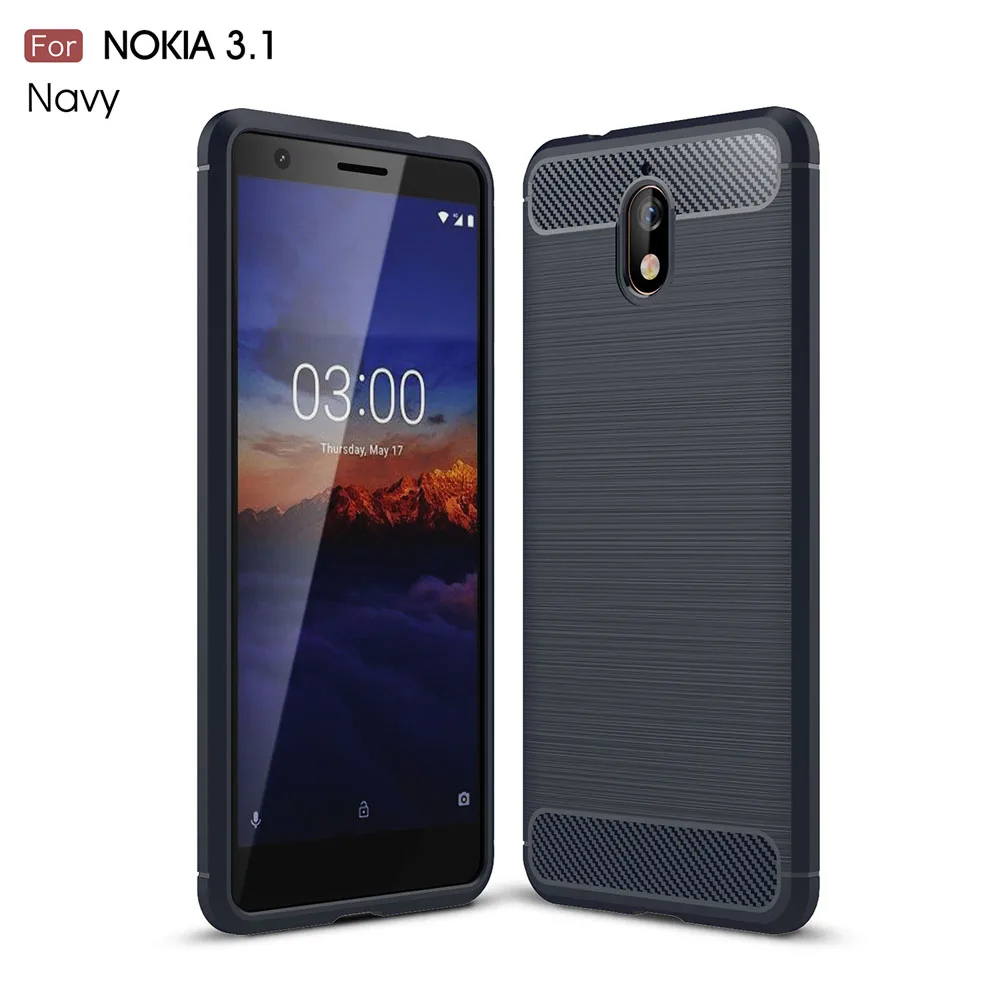 Чехол для Nokia Lumia 4,2 6,2 3,2 2,2 6,1 5,1 2,1 3,1 7,1 1, 5, 6, 7, 8, X 71X5X6X7 Plus противоударный углеродного волокна TPU чехол для телефона чехол - Цвет: Тёмно-синий