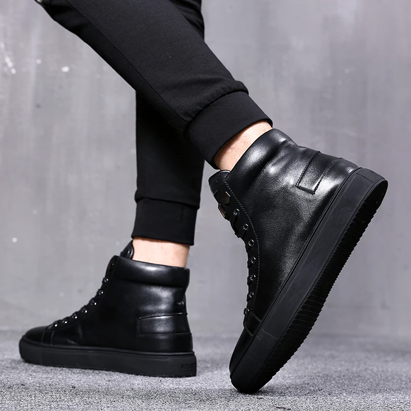 

MYCORON 2018 New Spring/Autumn Men Shoes Genuine Leather Luxury Designer Men Shoes High Quality Ankle Boots Laarzen Dames