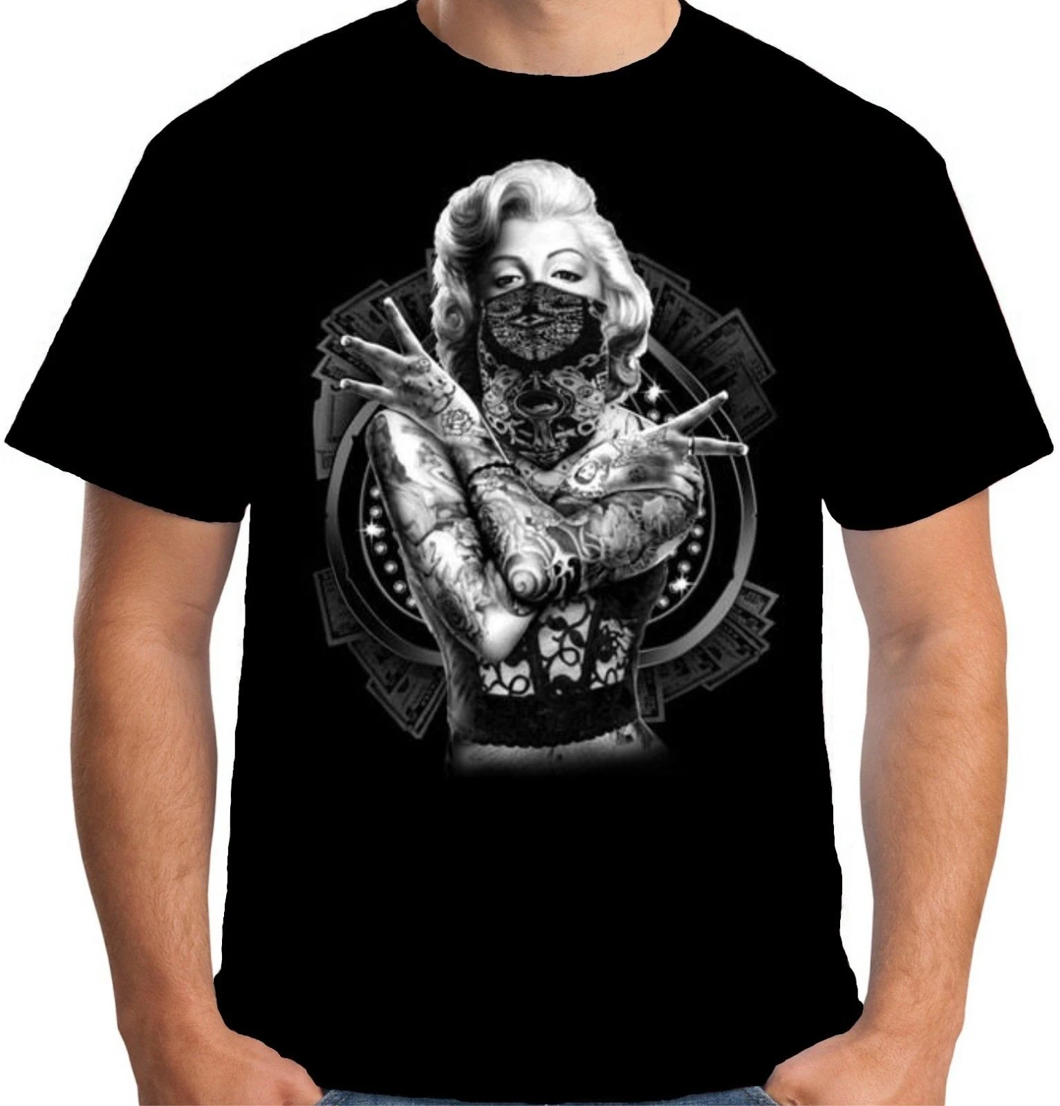 Velociteeメンズtシャツマリリン モンローアウトローポップタトゥーギャングaクールカジュアルプライドtシャツ男性ユニセックス新 ファッション T Shirts Aliexpress