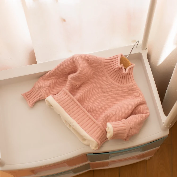Свитер с высоким воротником для девочек; Зима г.; Толстый бархатный пуловер для девочек; Детский свитер для девочек; теплый свитер для малышей