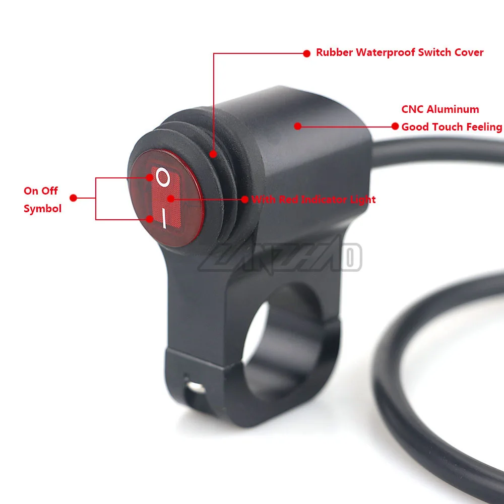 Водонепроницаемый CNC алюминиевый внешний прожектор для мотоцикла переключатель включения-выключения 22-25 мм с красным индикатором аксессуары для мотоциклов