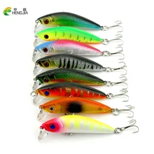 8Pcs Bright Colorful 7cm 8.1g Hard Bait Minnow Fishing Lures Tackle 3D Fish Eyes Hooks diving perch wobbler Accessory