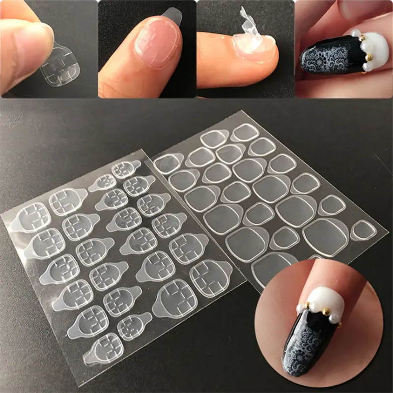12 Pcs/Set Breathable Nail Glue Stickers Double Side Adhesive