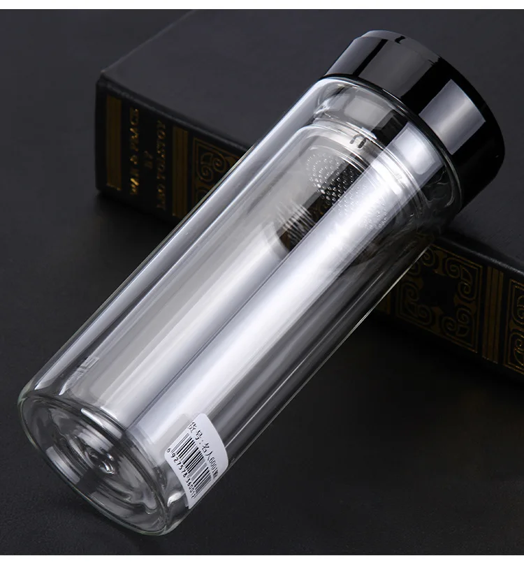 

1PC Double Water Bottle Infuser Water Glass Bottle Tea Bottle with Fruit Infuser Coffee Tea Tumbler with Tea Filter KD 1461
