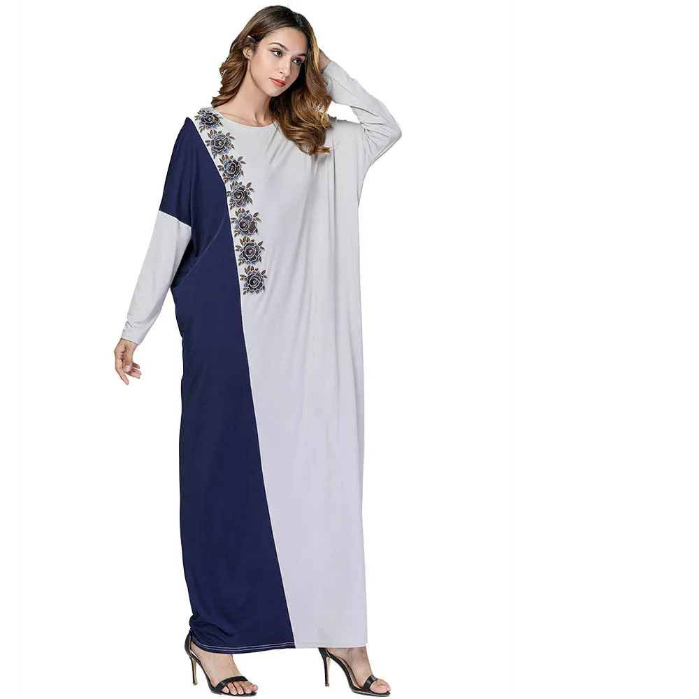 

Muslim Bat Sleeve Abaya Embroidery Maxi Dress Kimono Long Robe Gowns Loose Style Jubah Ramadan Middle East Arab Islamic Clothing