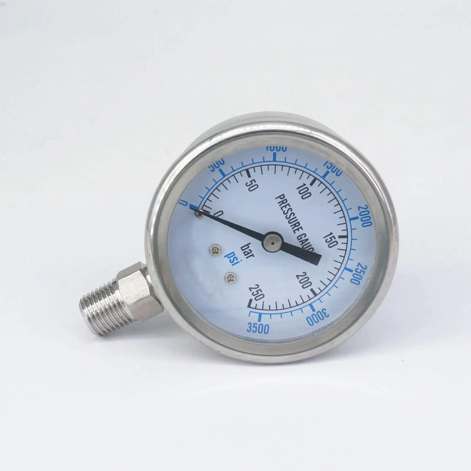 

0-250bar 1/8" NPT Male 60mm Dial Pressure Gauge 304 Stainless Bar PSI N2 Steam Brewing Pneumatic Air Gas Water Fuel