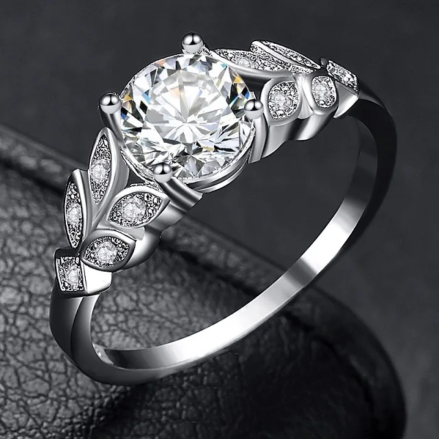 Обручальные кольца с кристаллами серебряного цвета, обручальное Золотое кольцо с кубическим цирконием, модный бренд, бижутерия для женщин Jewe - Цвет основного камня: A2