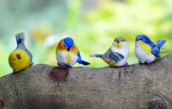 

colorful Resin birds kids craft ornaments Home garden sculptures Room Desk status for Decoration Artificial Dogs birthday gifts
