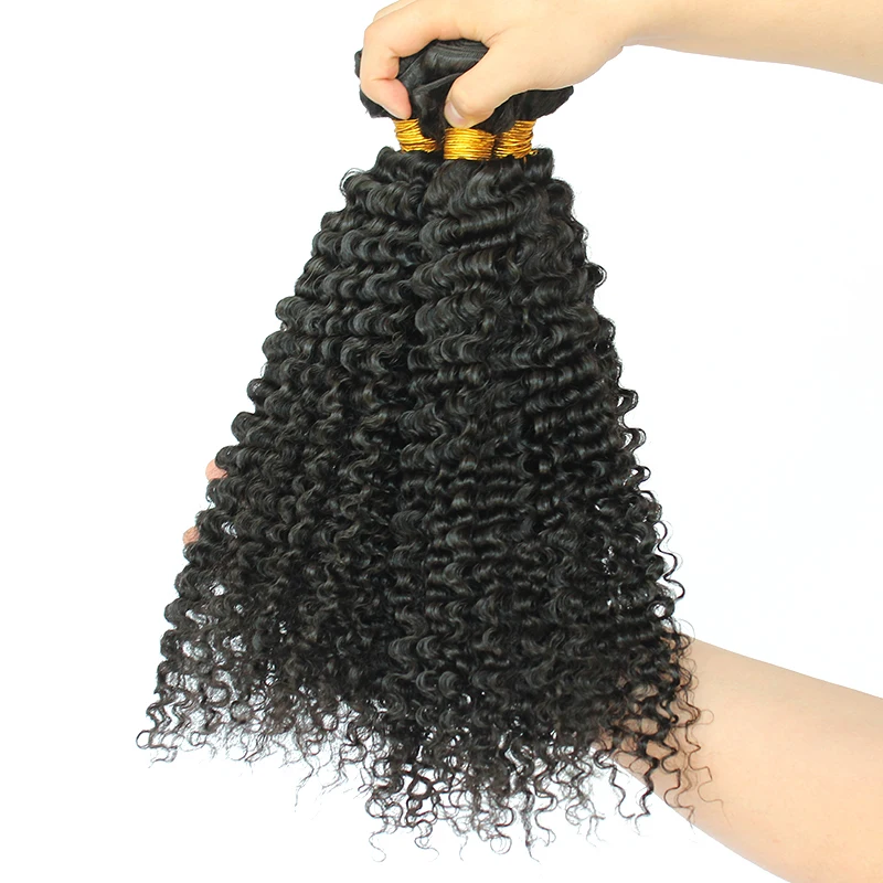 3B 3C кудрявые вьющиеся волосы пучки бразильских локонов плетения пучки Remy человеческие волосы для наращивания 30 дюймов пучки 1 шт. только черный