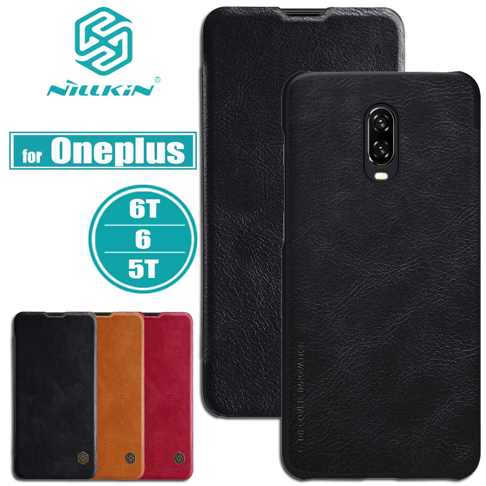 NILKIN for Oneplus 6T 6 5T Case Nillkin Retro Luxury Flip Soft PU Leather Phone Bag Back Cover