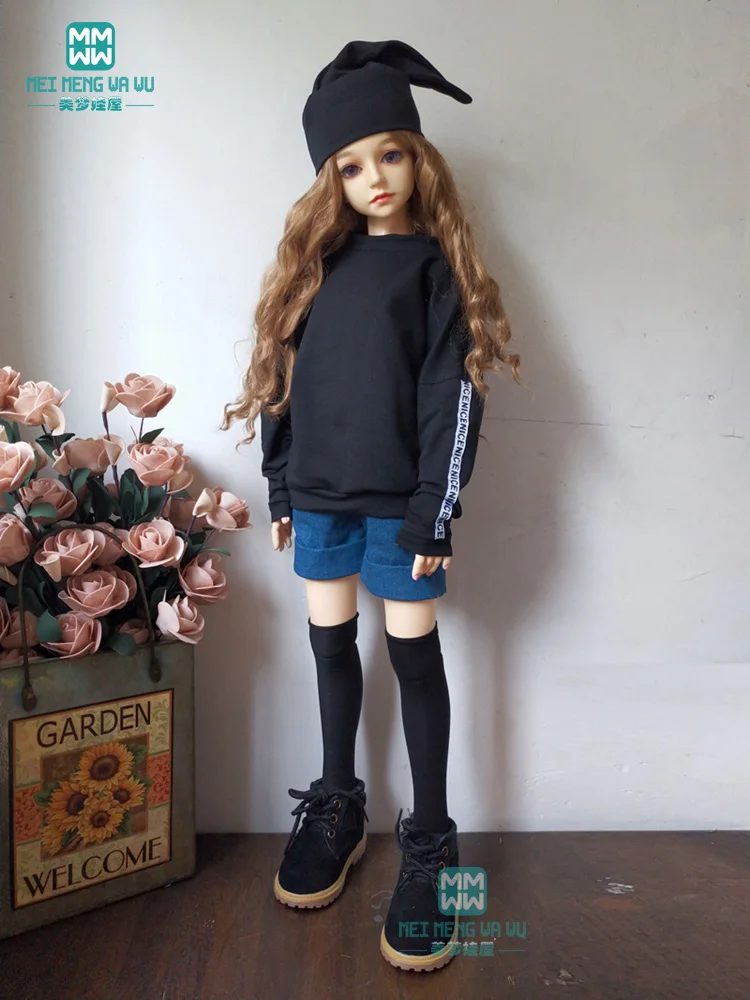 BJD Одежда для куклы подходит 60 см 1/3 BJD SD DD кукла модная Толстовка и джинсовые шорты белый красный черный синий