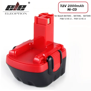 

ELEOPTION 12V 2000mAh Ni-CD Battery for Bosch 12V Drill GSR 12 VE-2,GSB 12 VE-2,PSB 12 VE-2, BAT043 BAT045 BTA120 26073 35430