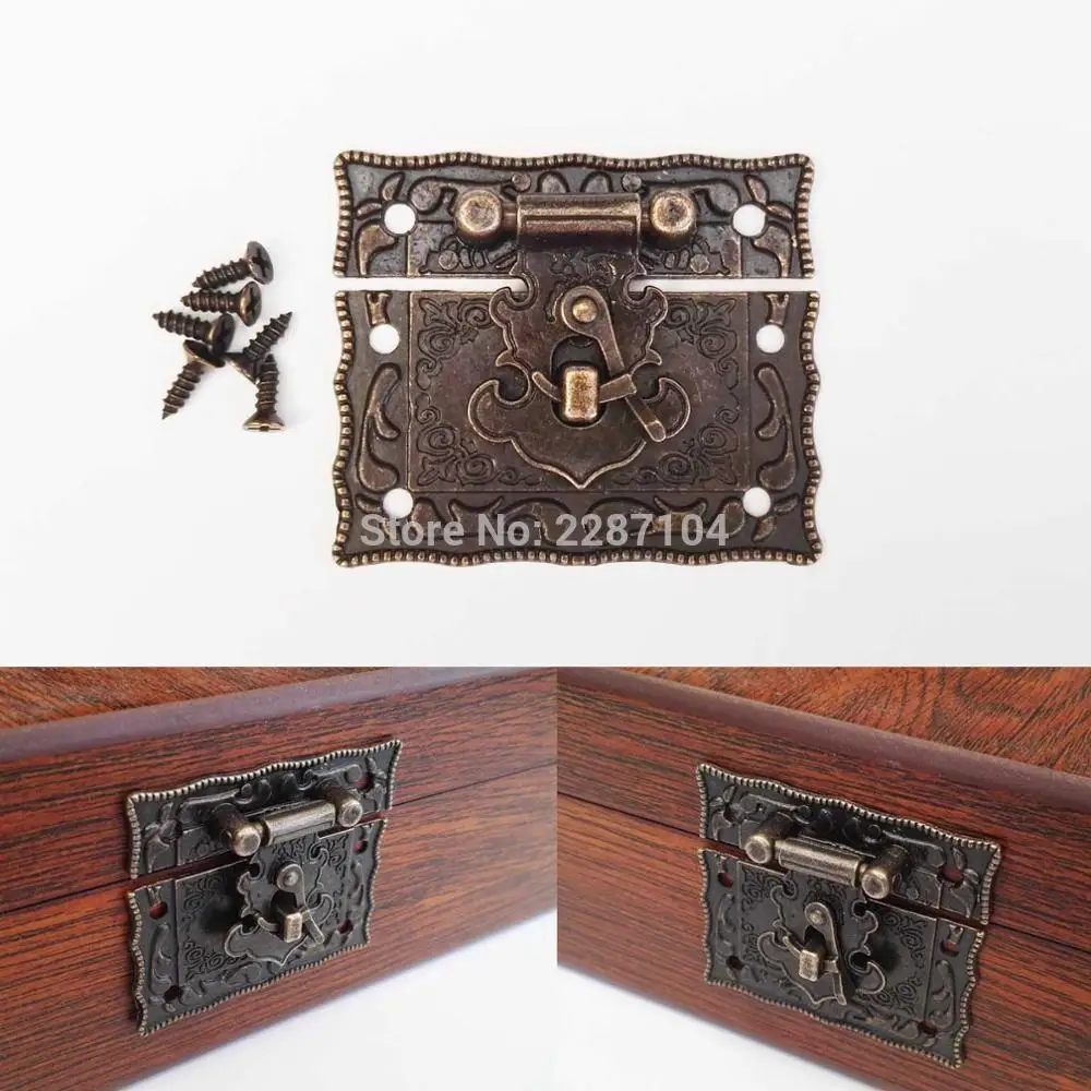 2pcs Decor Retro Jewelry Chest Wine Box Wood Case Toggle Hasp Latch Catch Clasp 