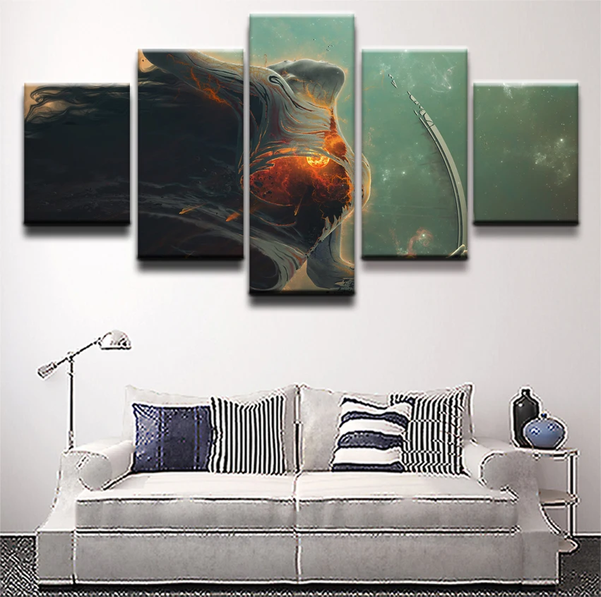 5 Piece Top Rated Canvas Print Sci Fi Space Woman Poster Decor Painting