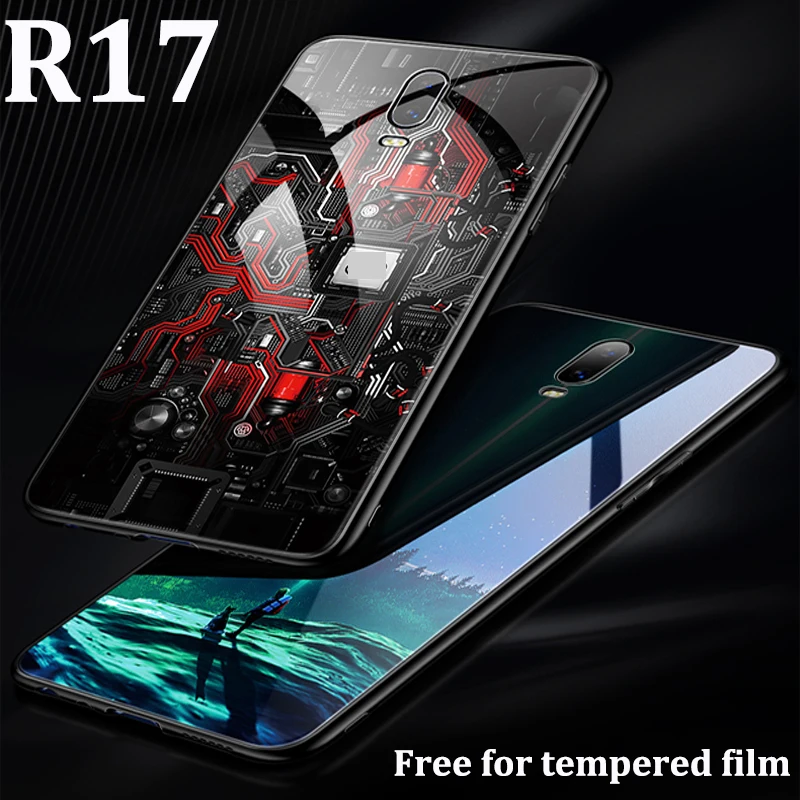 Роскошный чехол из ТПУ+ закаленного стекла на заднюю панель для OPPO R17, защитный чехол s OPPOR17, чехол для OPPO R 17, чехол, кожные сумки
