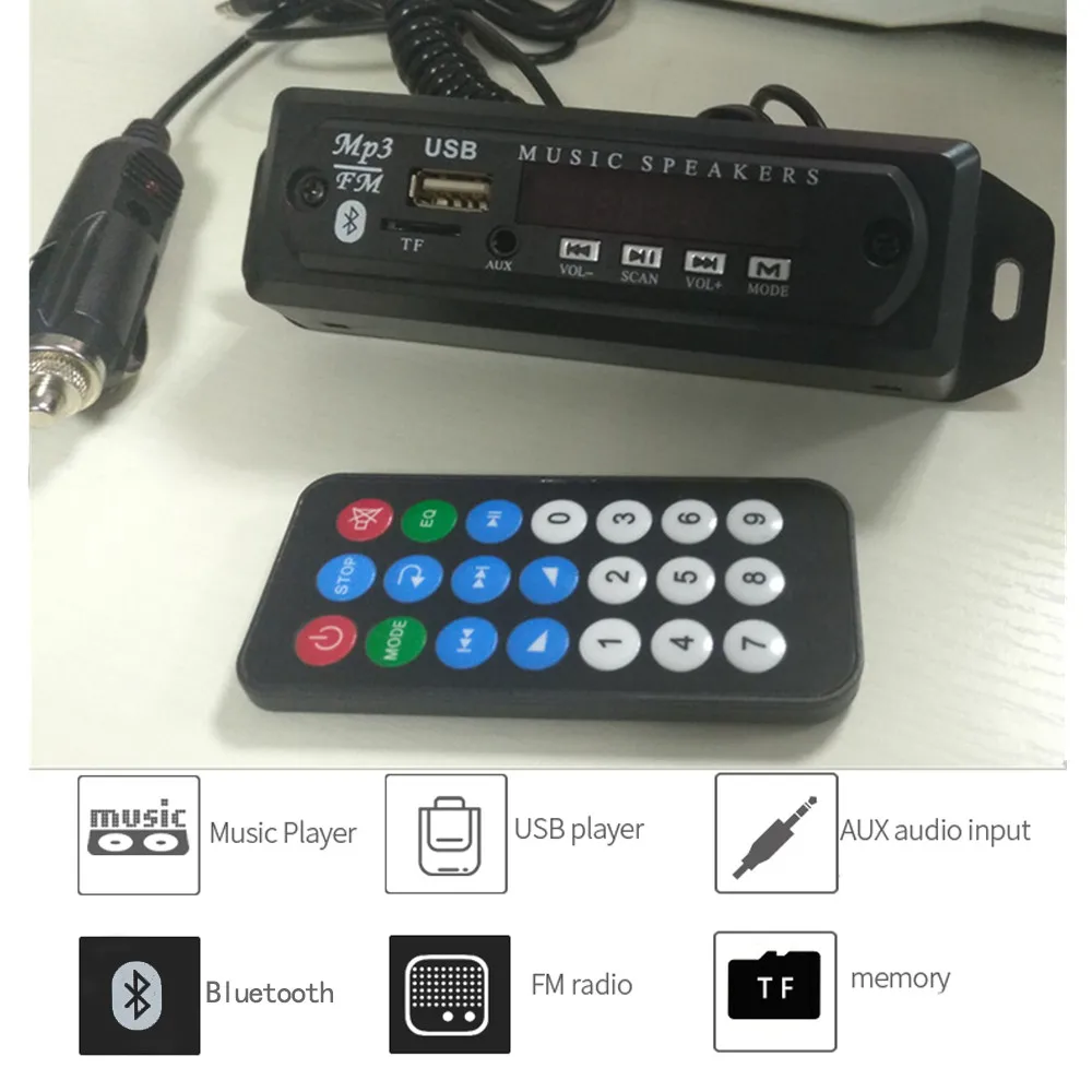 

Bluetooth MP3 Player Decoder Board Car FM Radio Module Support FM TF USB AUX Audio Adapter Wireless car kit 12V