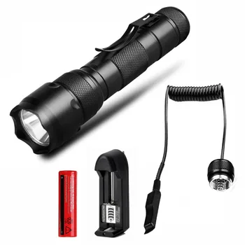 

502B Tactical LED Flashlight set White Light T6 LED Lamp 18650 Flashlight Torch w/ Remote Control Tail Switch Battery Charger