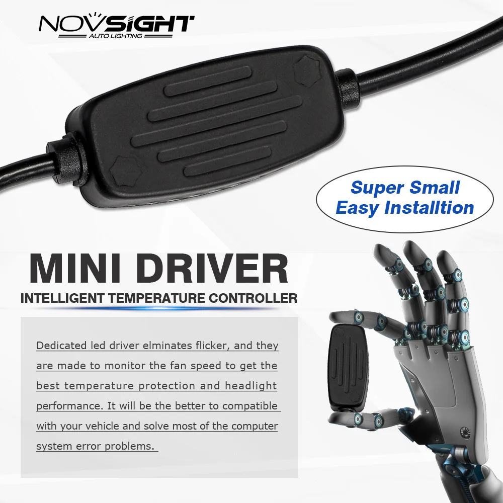 NOVSIGHT супер маленький светодиодный лампы для передних фар H4 H1 H7 H11 H8 9005 9006 60 Вт 16000LM
