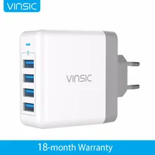 Vinsic портативное USB зарядное устройство 4 USB 5V 8A настенное зарядное устройство для путешествий зарядное устройство для samsung iPhone X 8 8 Plus Xiaomi huawei iPad iPod MP3