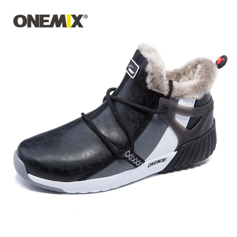 ONEMIX зимние мужские ботинки теплые шерстяные кроссовки спортивная обувь уличная удобная спортивная обувь для мужчин водонепроницаемая зимняя прогулочная обувь