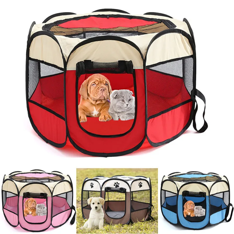 

1pcs Portable Dog Tent Folding Pet tent Dog House Cage Dog Playpen Puppy Kennel Easy Operation Octagonal Fence Outdoor Supplies