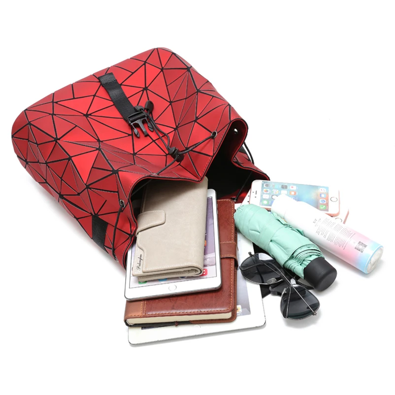 Nevenka Diamond Lattice Backpack Women Backpack Leather Creative Geometric Backpacks Drawstring Backpacks for Teenager Girl 201817