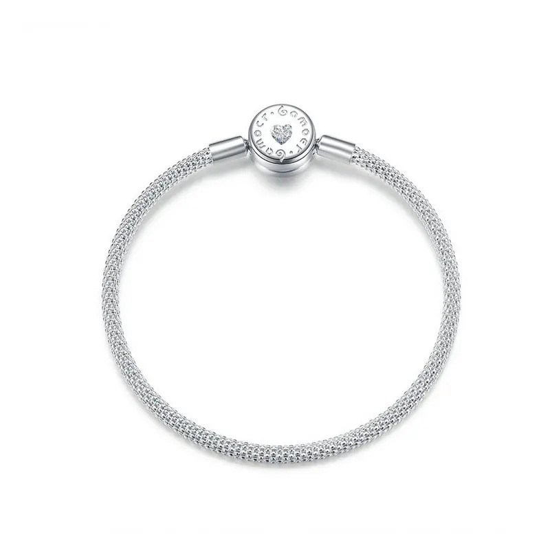 

BISAER Bracelet Genuine 925 Sterling Silver Jewelry For Women Gift Sparkling Female Classic Design Silver High Quality HVB014