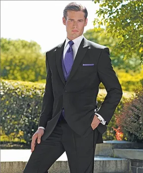 

Custom Made Groom Tuxedo Black Groomsmen Peak Lapel Wedding/Dinner Suits Best Man Bridegroom (Jacket+Pants+Tie+Vest) B228