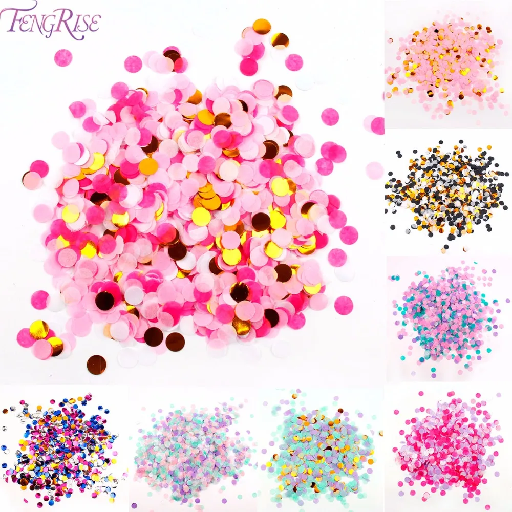 

FENGRISE 30g/bag Round Confetti Sprinkle Tissue Paper Confetti Wedding Party Table Decoration Birthday Balloon Decor Filling