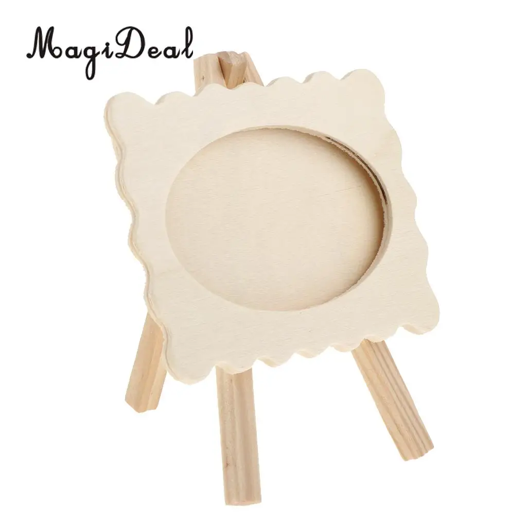 MagiDeal Unfinished Wood Photo Frames Easel Design Picture Frame for Kids DIY Craft