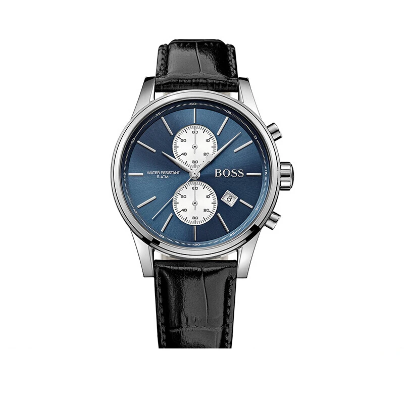 

BOSS Quartz Watch for Men Luxury Brand Retro Blue Dial Men's Wrist Watch with Black Leather Strap - 1513283