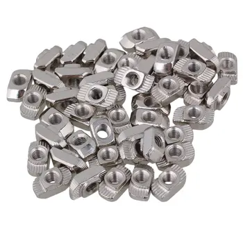 

Silver European Standard 30 Series Aluminum Slot Carbon Steel Half Round Roll In Sliding T Slot Nut with M5 Thread Pack of 100