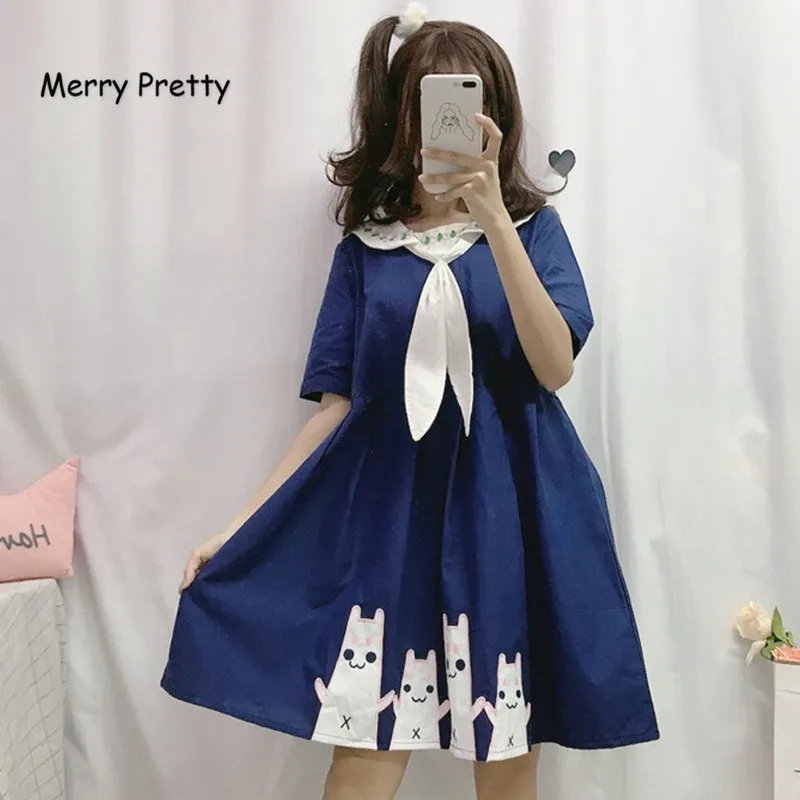 Женское платье в стиле преппи Merry Pretty летнее с воротником морском вышивкой для