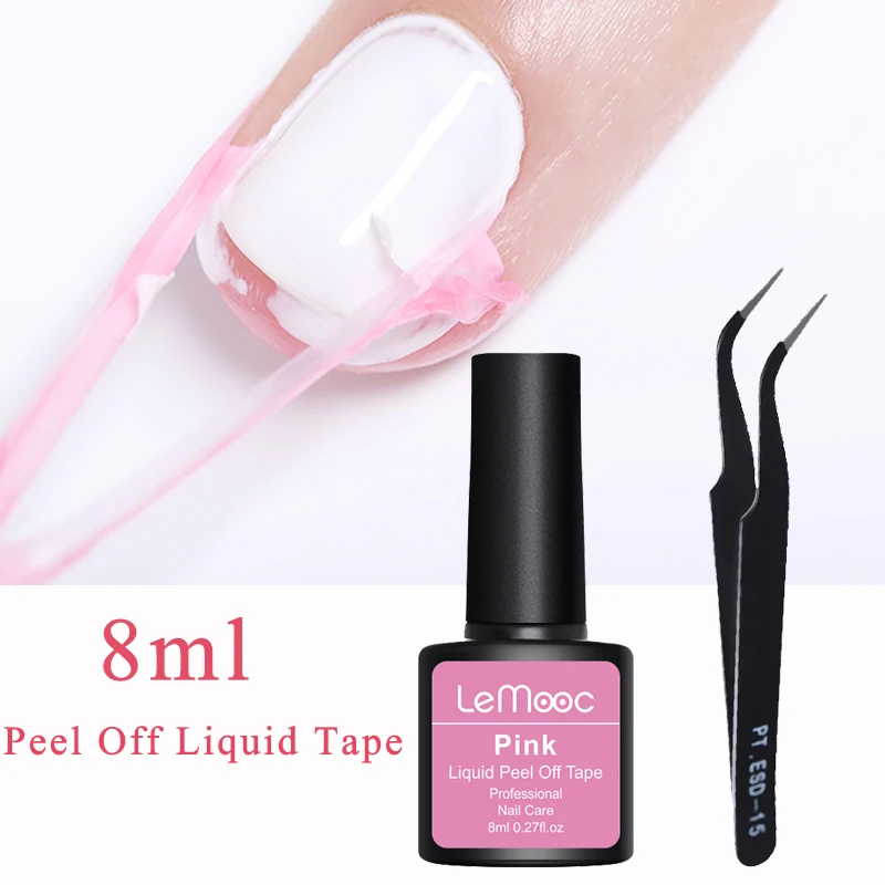 

LEMOOC 8ml Peel Off Protective Nail Gel Polish Protected Easy Clean Fast Finger Skin Tape Gel With Nail Care Tool Tweezer