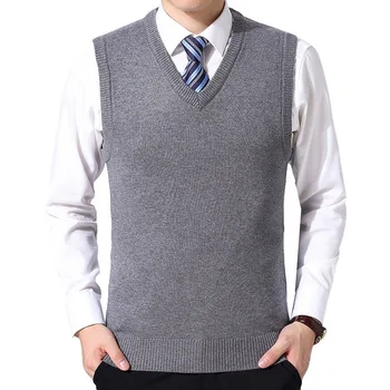 

MoneRffi 2019 New Men Solid Color Sweater Vest Cashmere Sweaters Sleeveless Pullover Men V-Neck Knitted Waistcoat Jersey Hombre