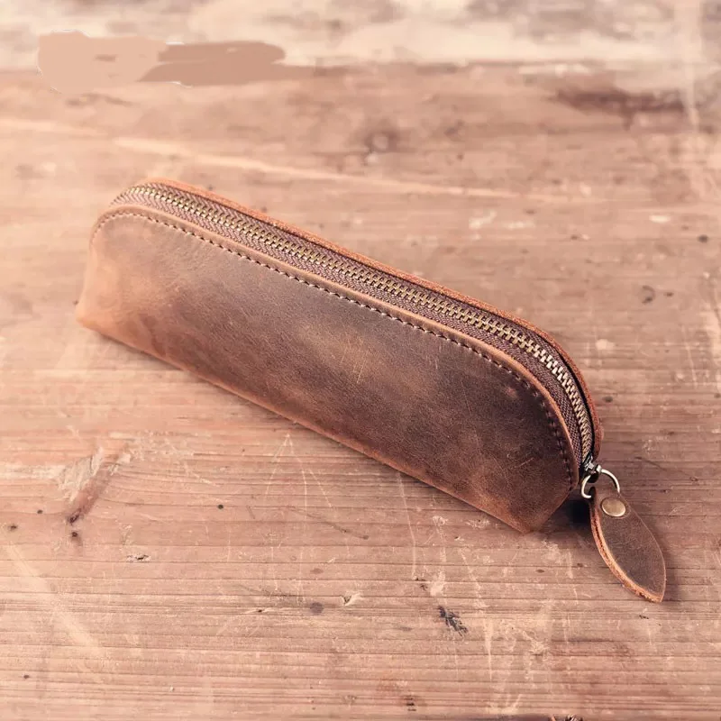 Retro Genuine Leather pencil case for school boys girls pencil bag pencil-case school supplies pencil cases BD15