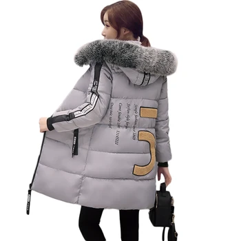 

Fashionable Winter Jacket Women Hooded With Fur Collar Long Coat Cotton Padded Female Parka Outwear Chaqueta Mujer