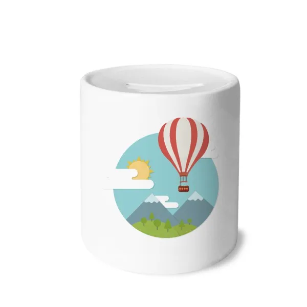 

Hot Air Balloon Sun Cloud Pattern Money Box Saving Banks Ceramic Coin Case Kids Adults