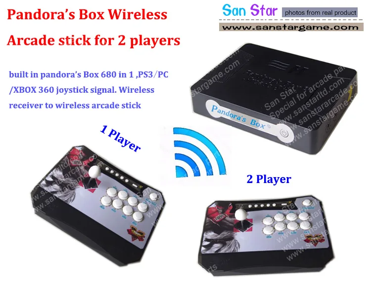 

New Arrival Pandora Box 6 Wireless Arcade Stick Game Console also Can deal With PS3 XBOX360 PC Arcade Fighting Stick
