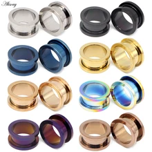 Novo 2 pçs colorido anodizado parafuso de aço inoxidável apto orelha carne túnel brinco plug expansor corpo jóias piercing earlet calibres