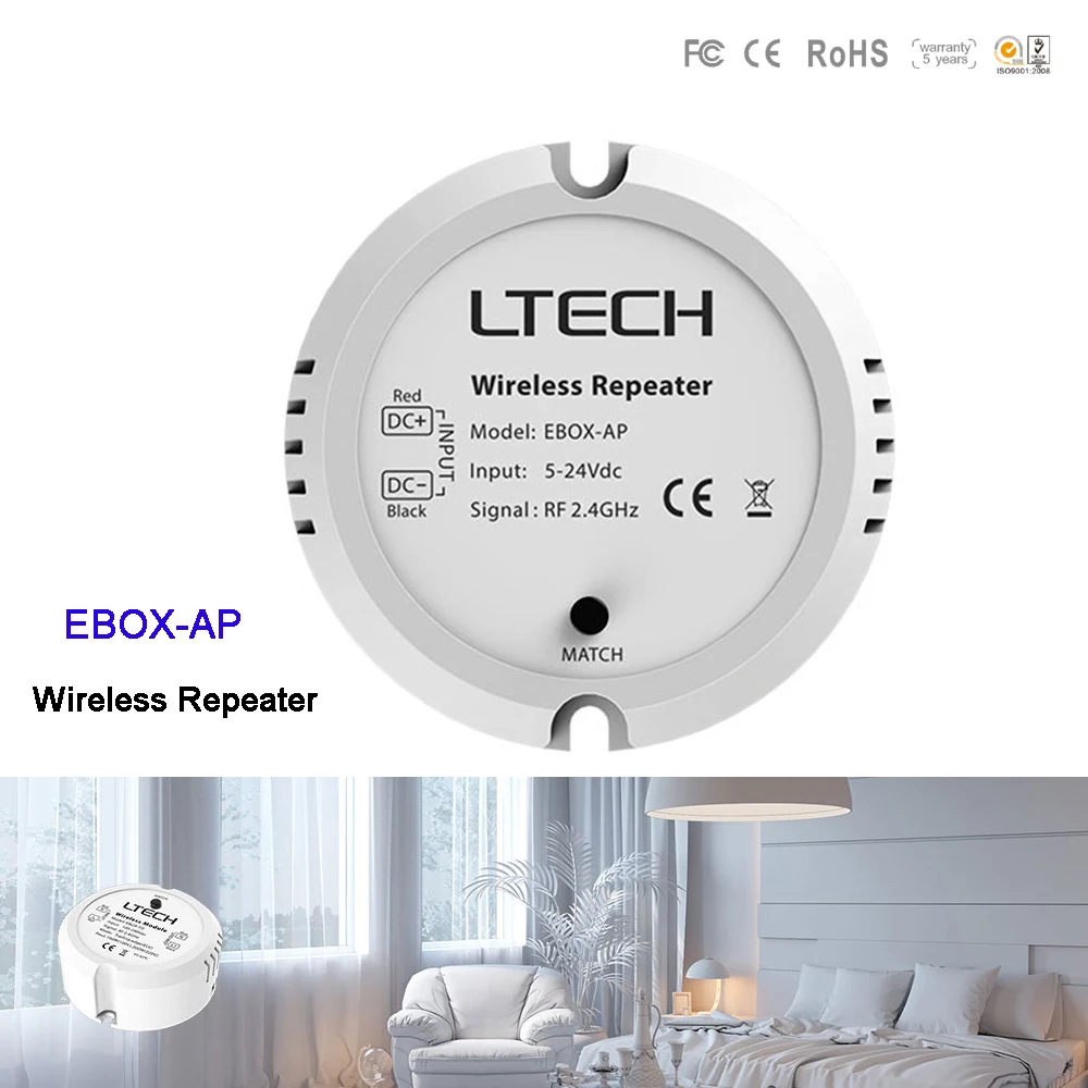 

LTECH EBOX-AP Wireless Repeater 5v~24V DC Input For LT-BUS Wireless 2.4GHz RF led controller Free shpping